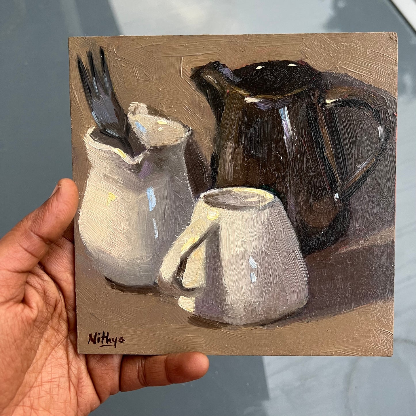 Small Oil Painting - Black and White Series - 4