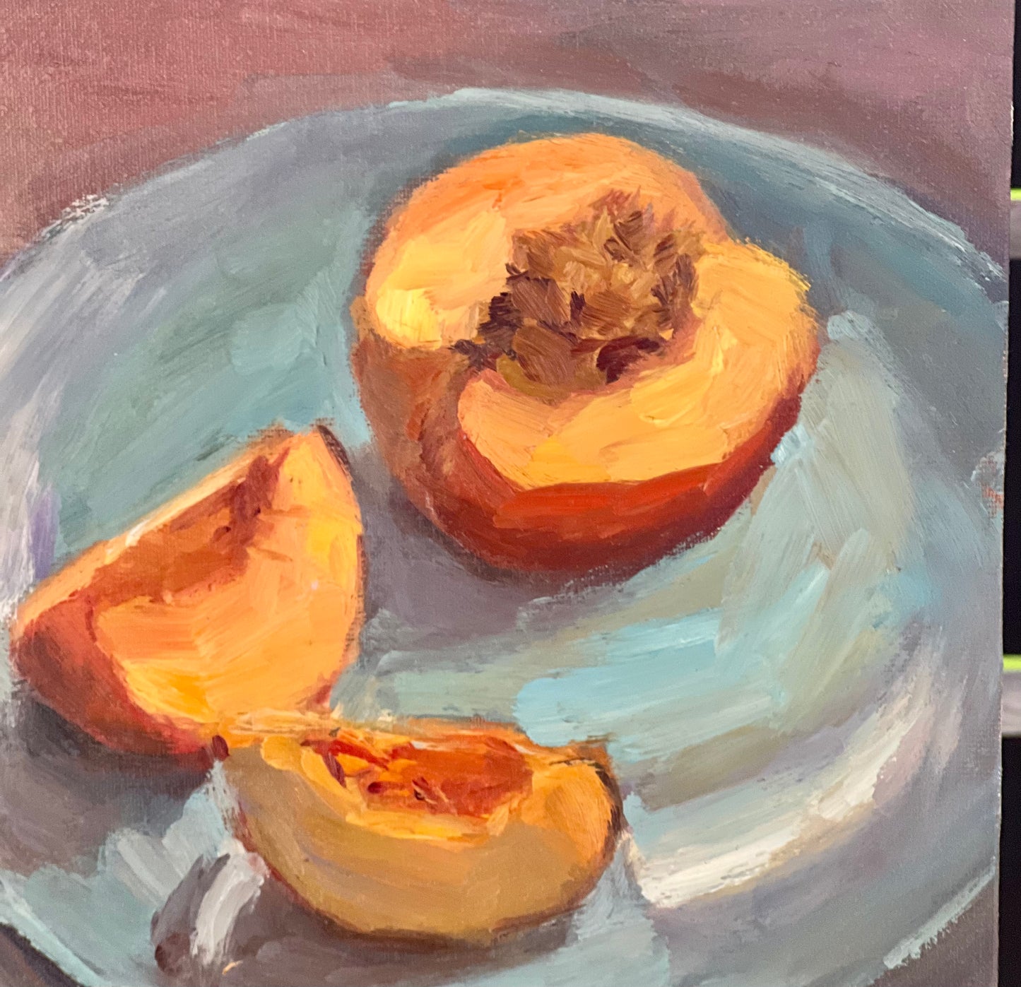 Still Life oil painting - Peaches on a plate
