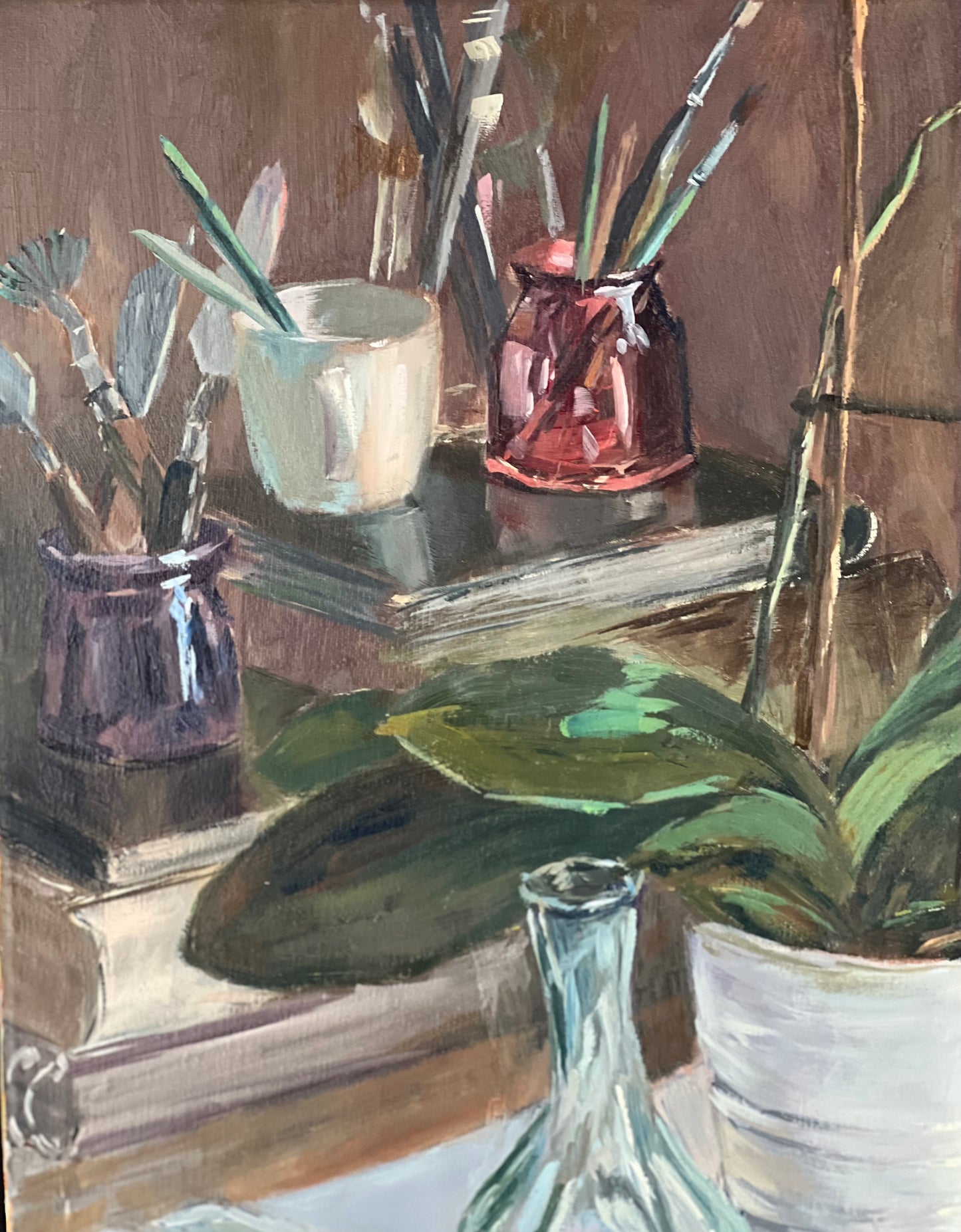 Large Floral Oil Painting - White on white!