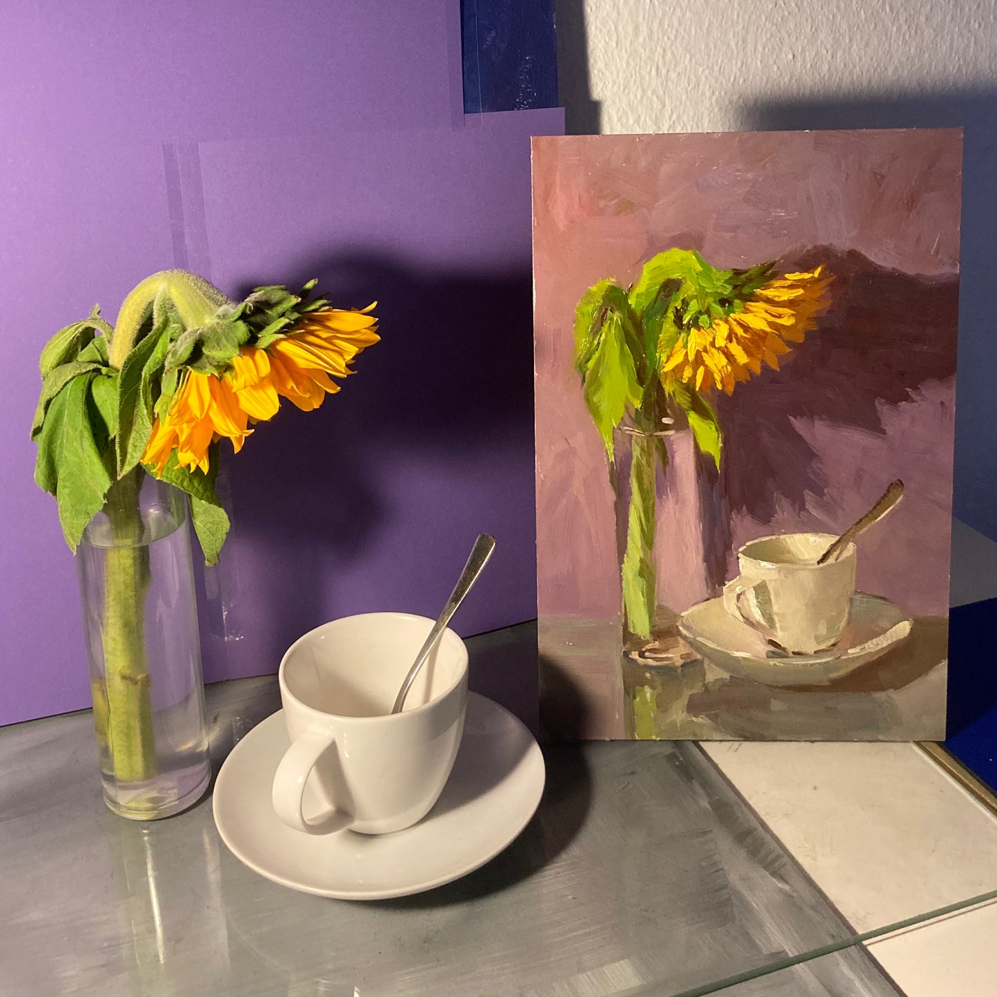 Sunflower Series 1 - Original Stilllife Painting, 8 by 12 inches