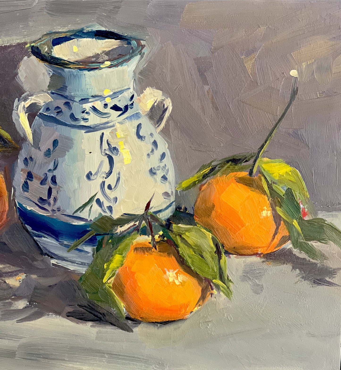 Still Life Oil Painting - Oranges and a Vase