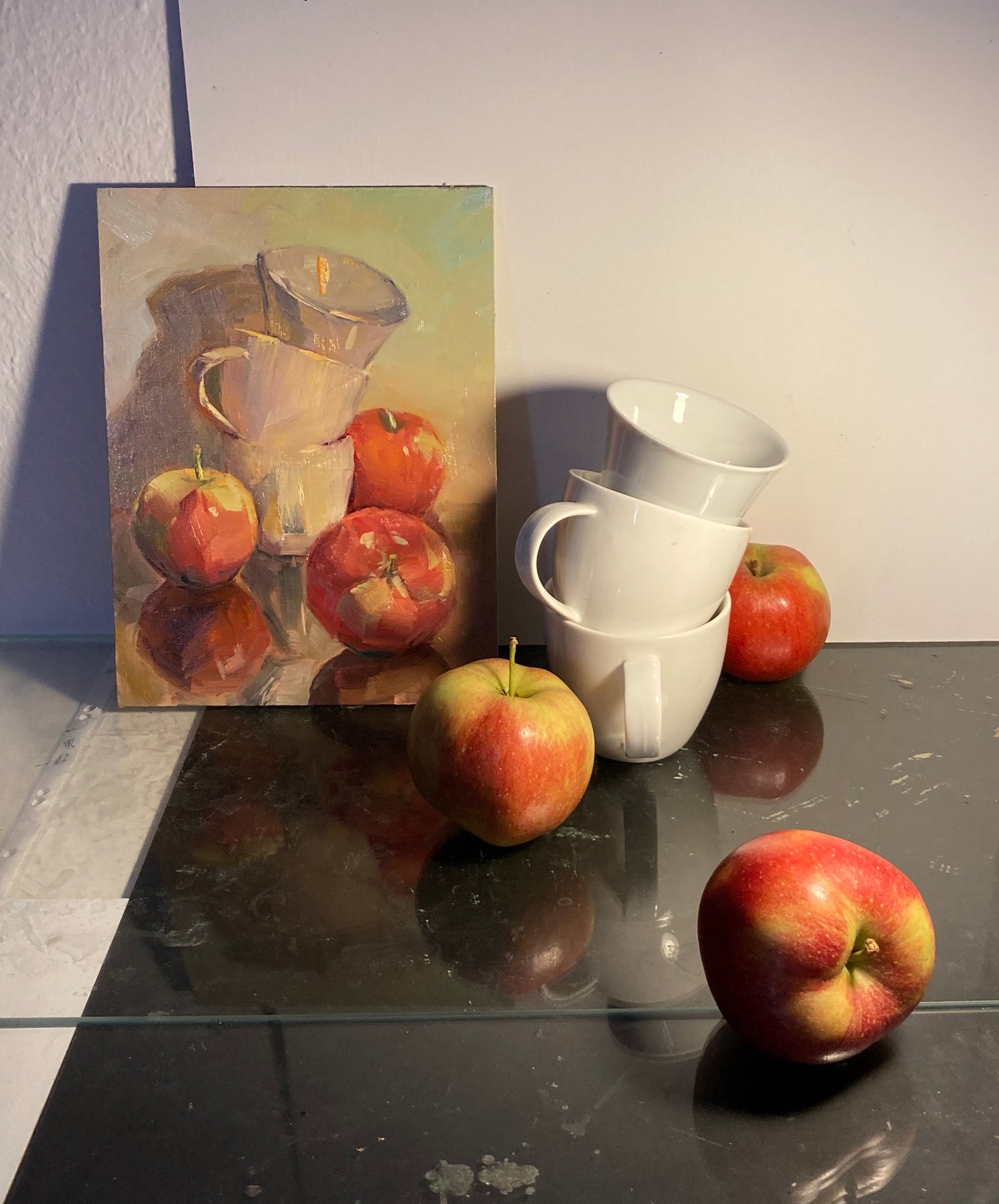 A pair of threes - Small Original Oil Painting