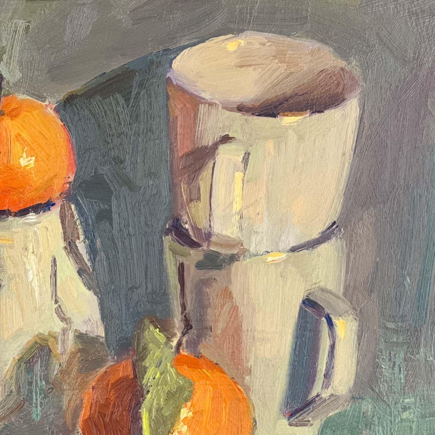 Oranges and Cups 3 - Still Life Oil Painting