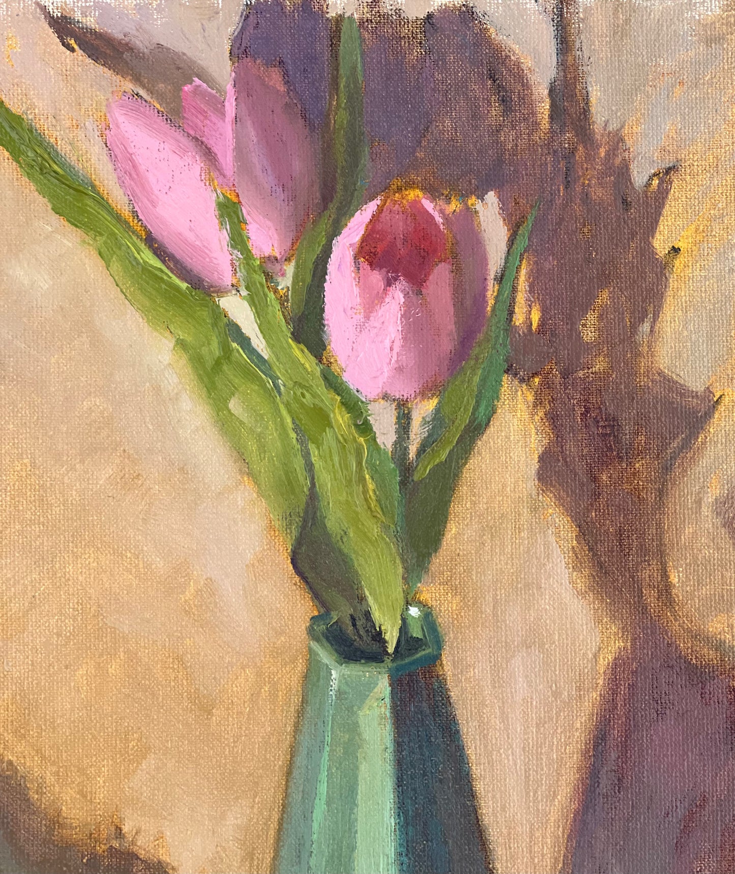 Original Oil Painting - Tulips and Melon Slices