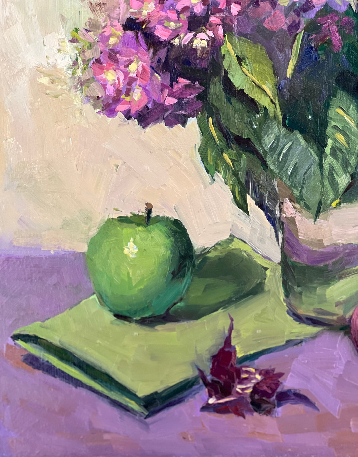 Large Floral Oil Painting - Arrangement in Purple and Green!