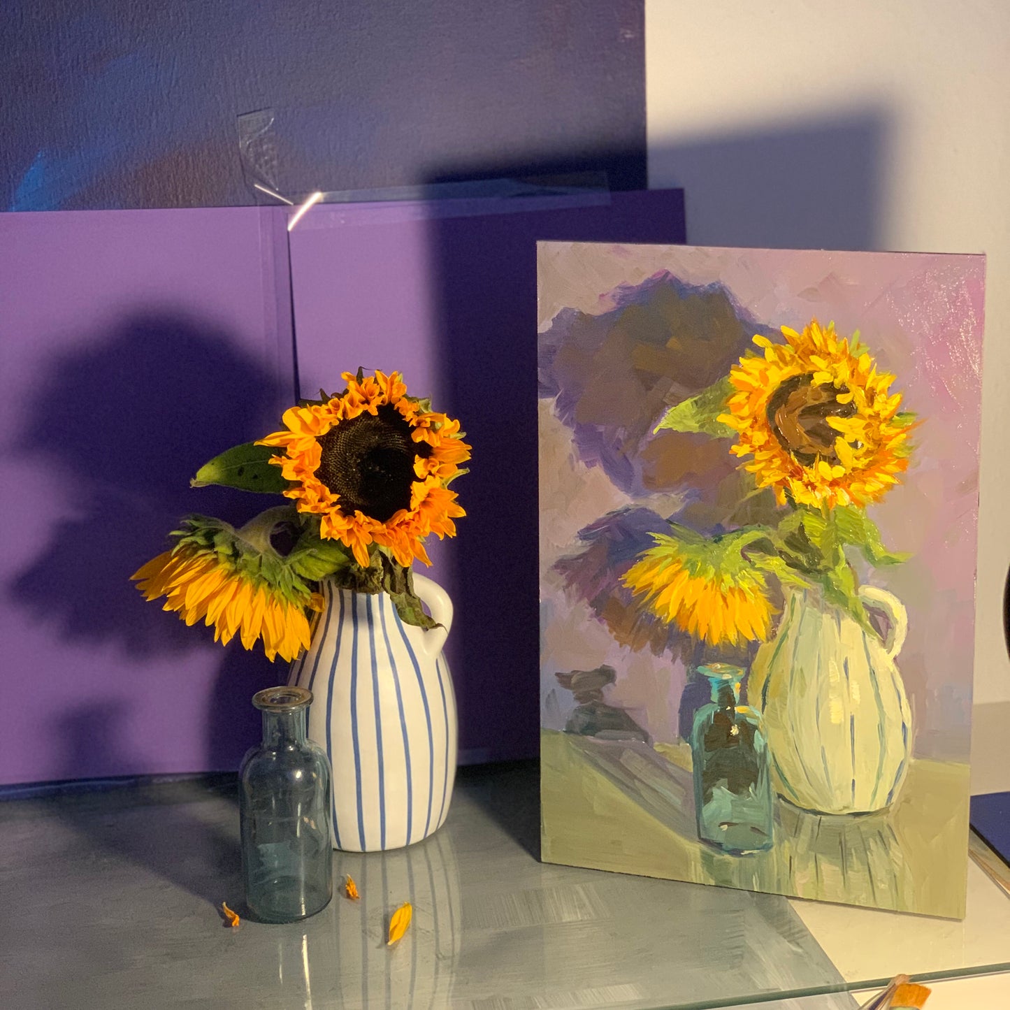 Sunflower Series 9 - Original Stilllife Painting, 8 by 12 inches