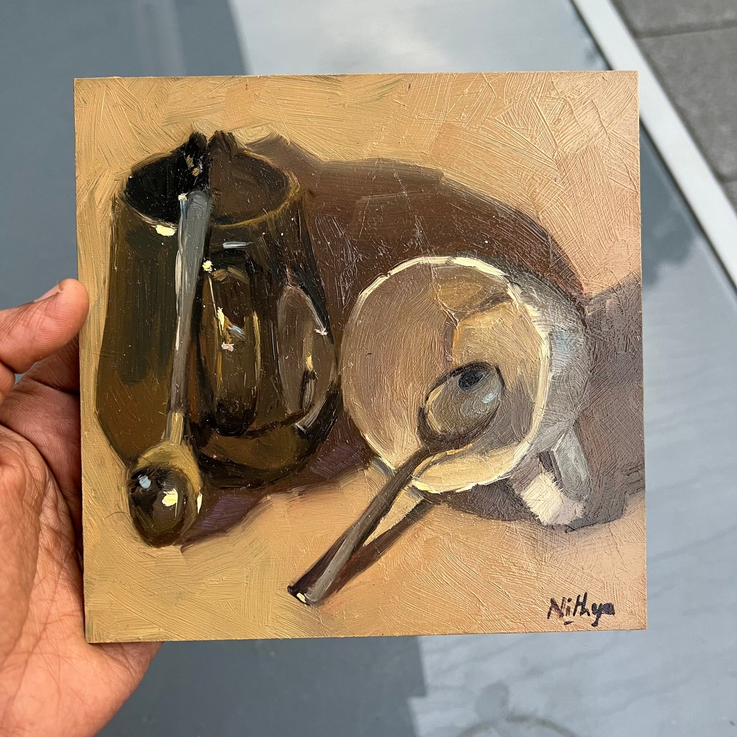 Small Oil Painting - Black and White Series - 5