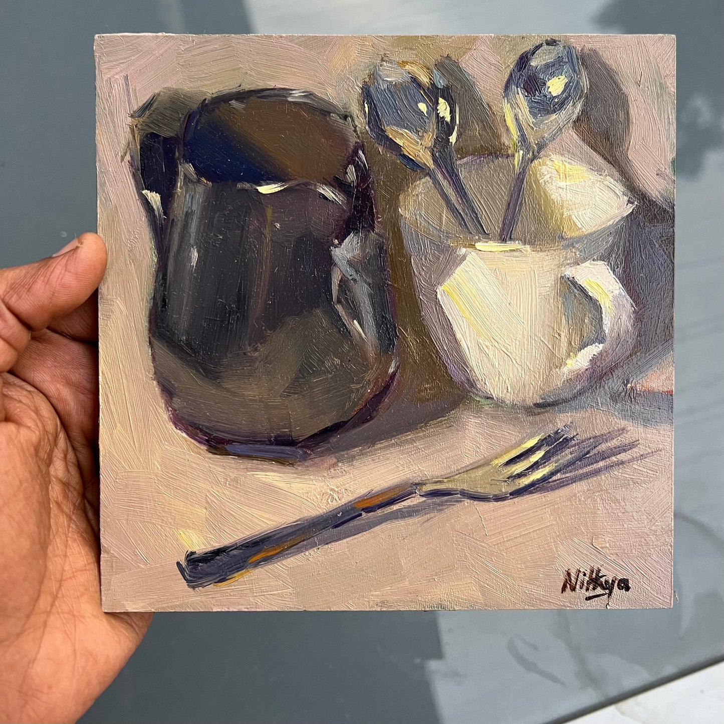 Small Oil Painting - Black and White Series - 8