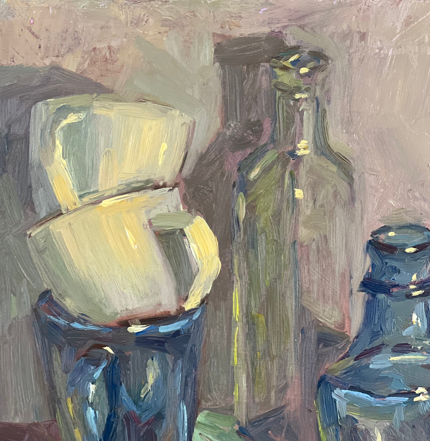 Still Life Oil Painting - Cut up apples and glass!