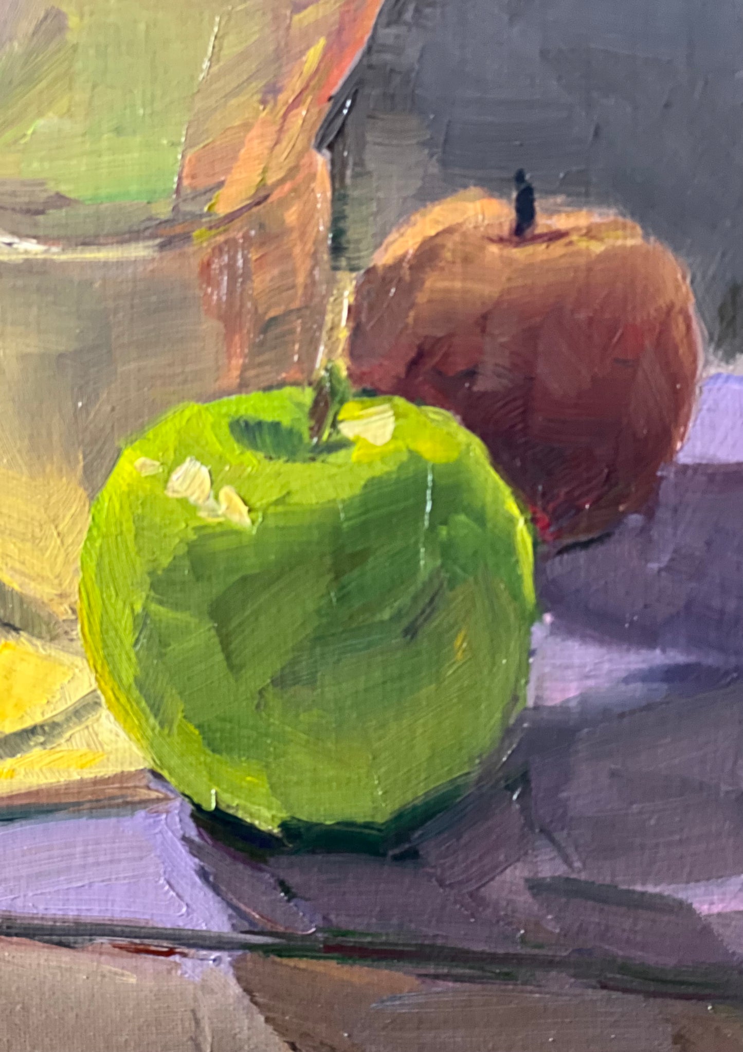 Spotlight Apples - Small Original Oil Painting