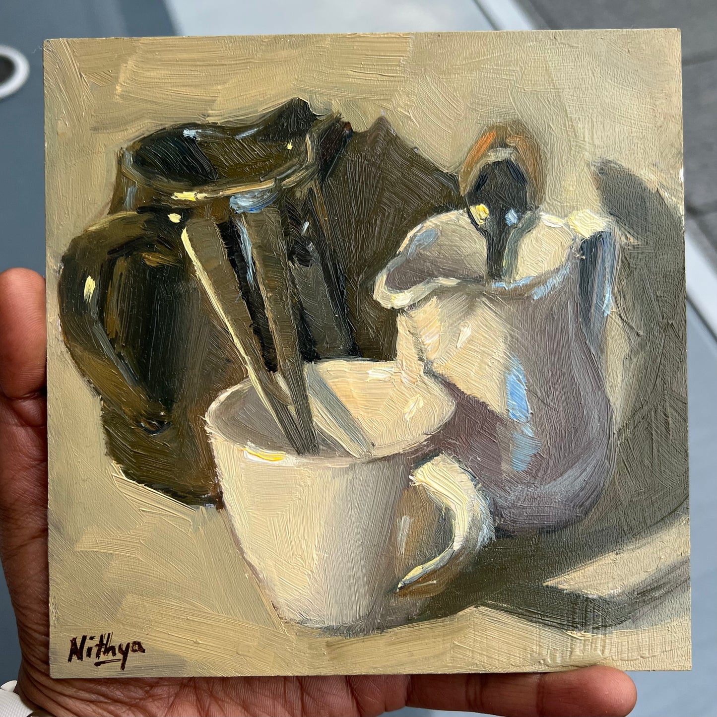 Small Oil Painting - Black and White Series - 10