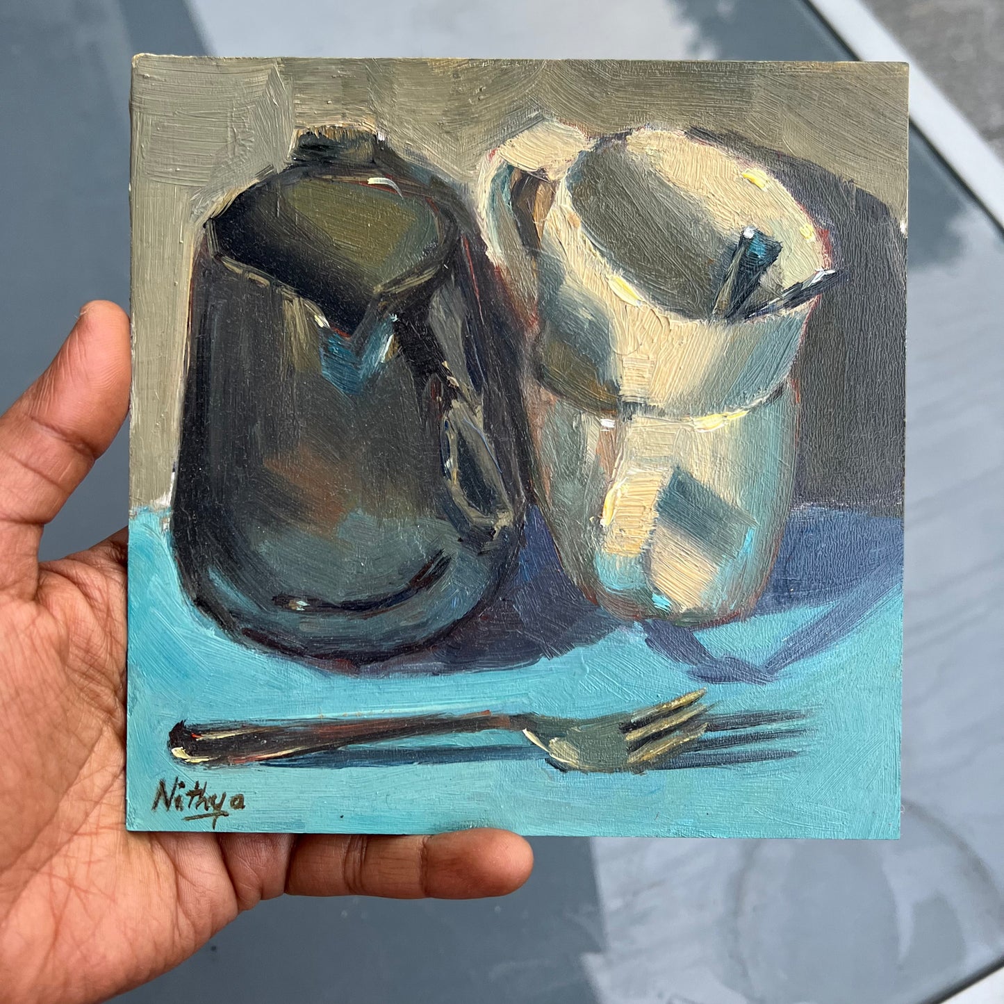 Small Oil Painting - Black and White Series - 14