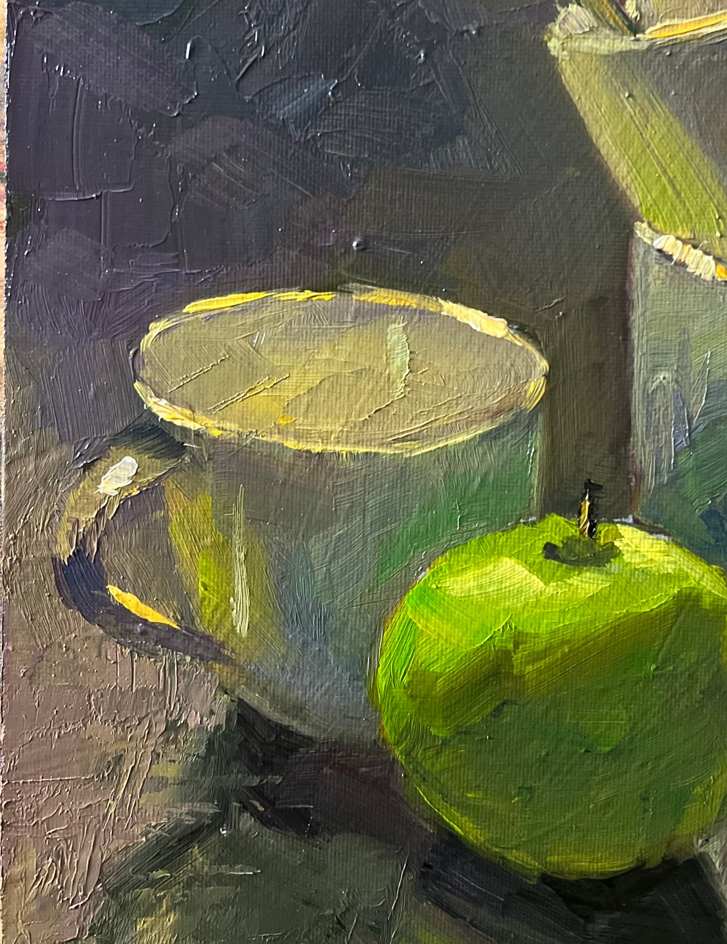 Green Glow - Small Original Oil Painting