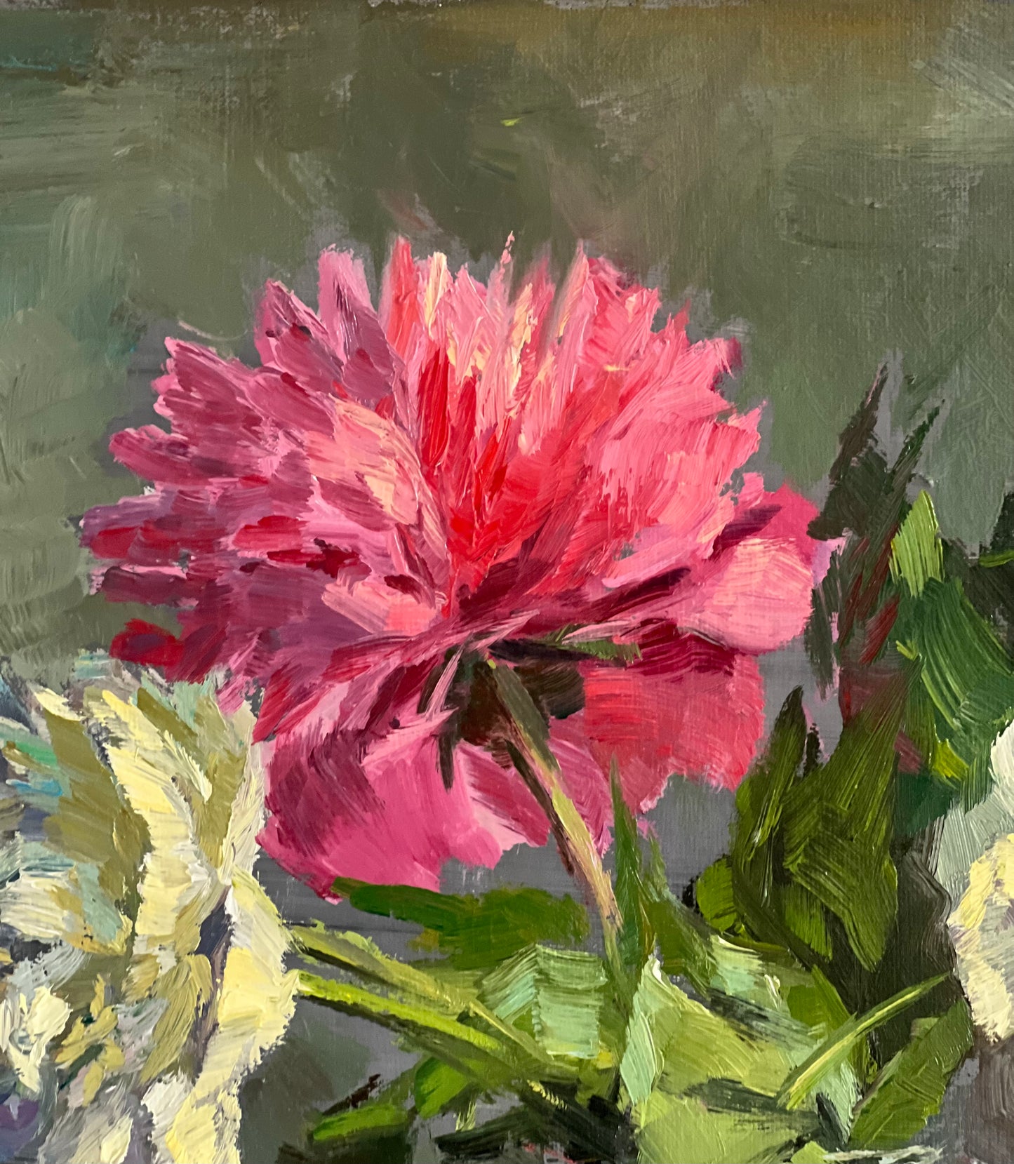 Pink queen! - Large Original Oil Painting of Peony Flowers