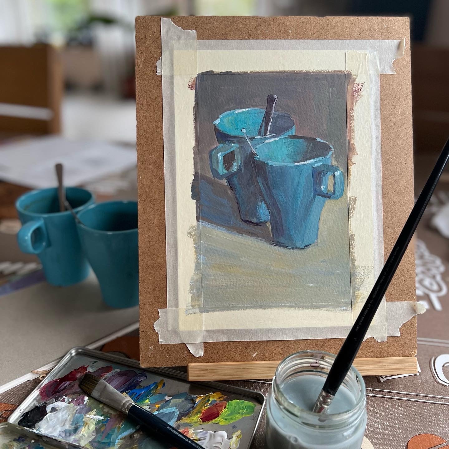 Coffee mugs in gouache