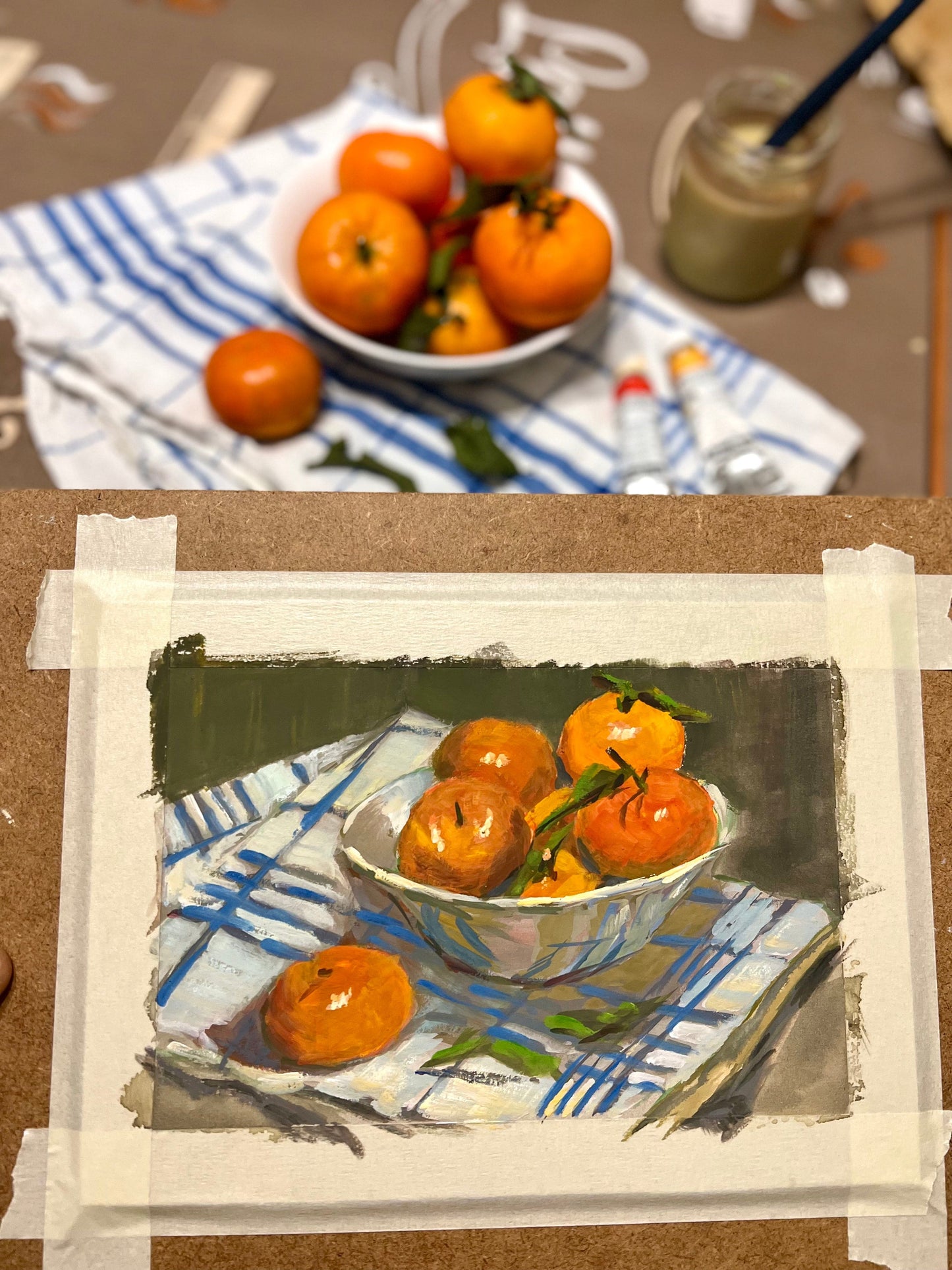 Gouache Painting - Bowl of Oranges