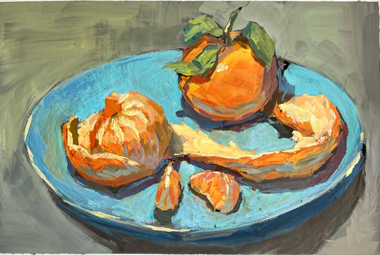 Gouache Painting - Peeled Orange on a plate!
