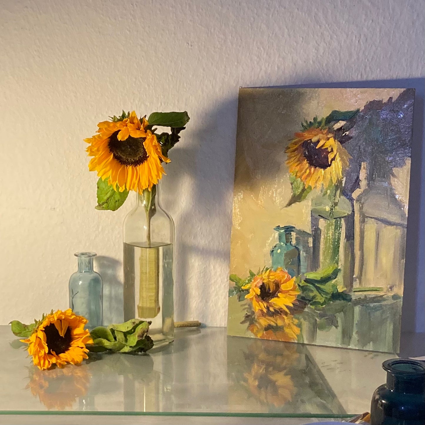 Sunflower Series 6 - Original Stilllife Painting, 8 by 12 inches