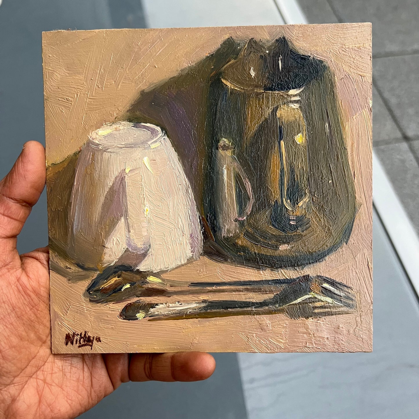 Small Oil Painting - Black and White Series - 12