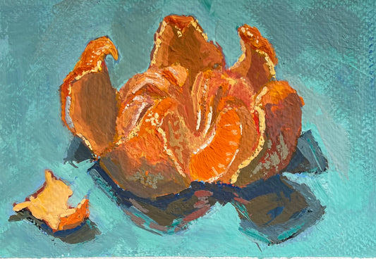 Gouache Painting - Portrait of a peeled orange!