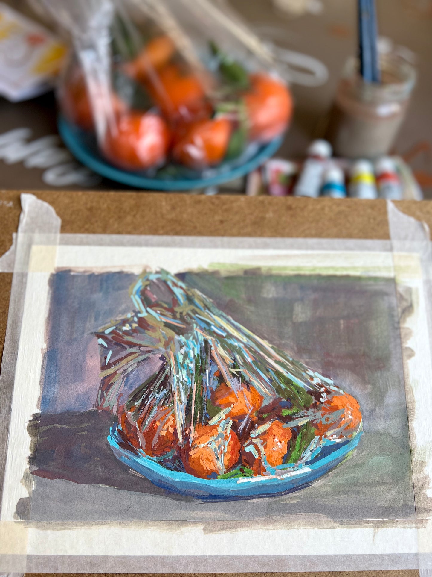 Gouache Painting - Oranges in a Bag