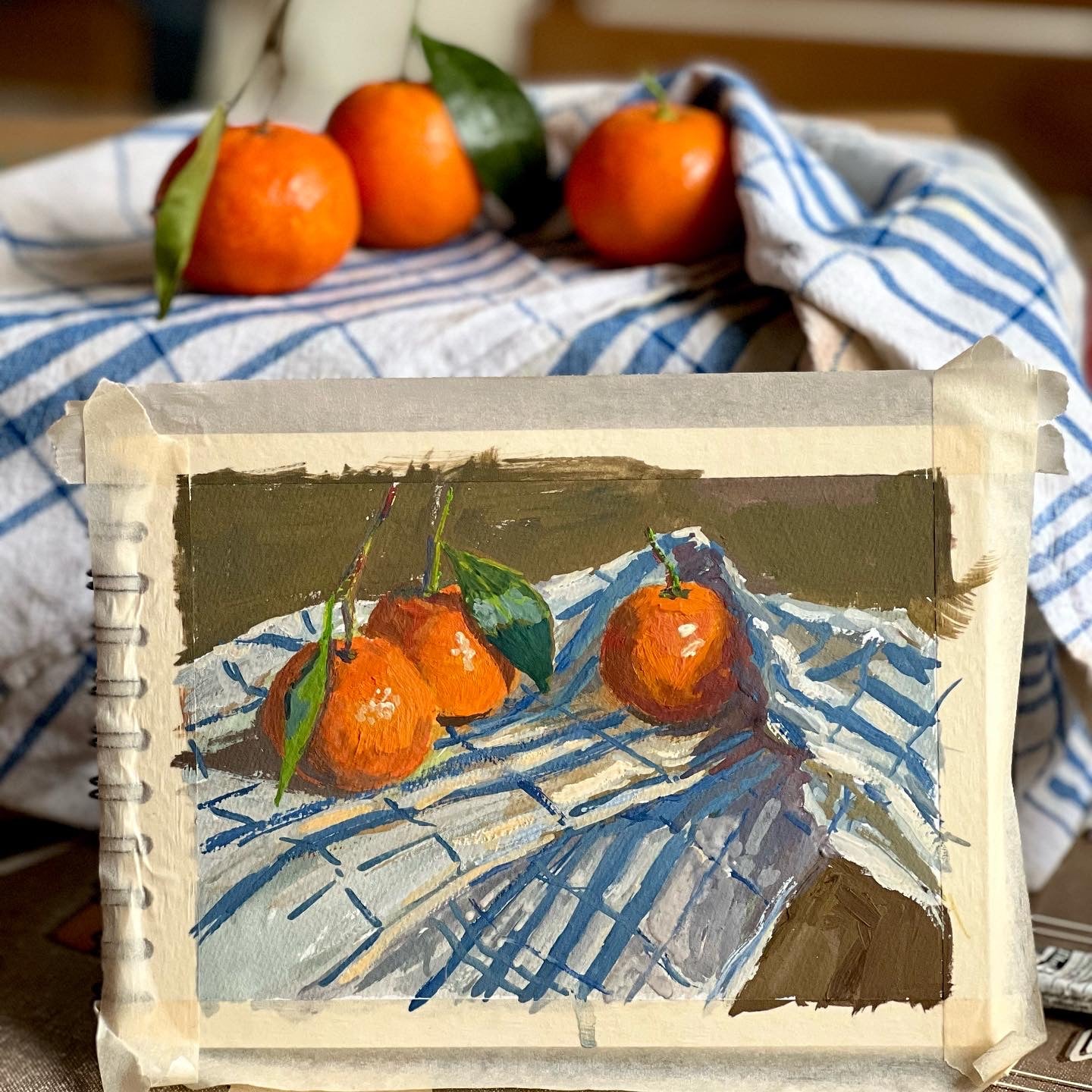 Gouache Painting - Oranges and stripes!