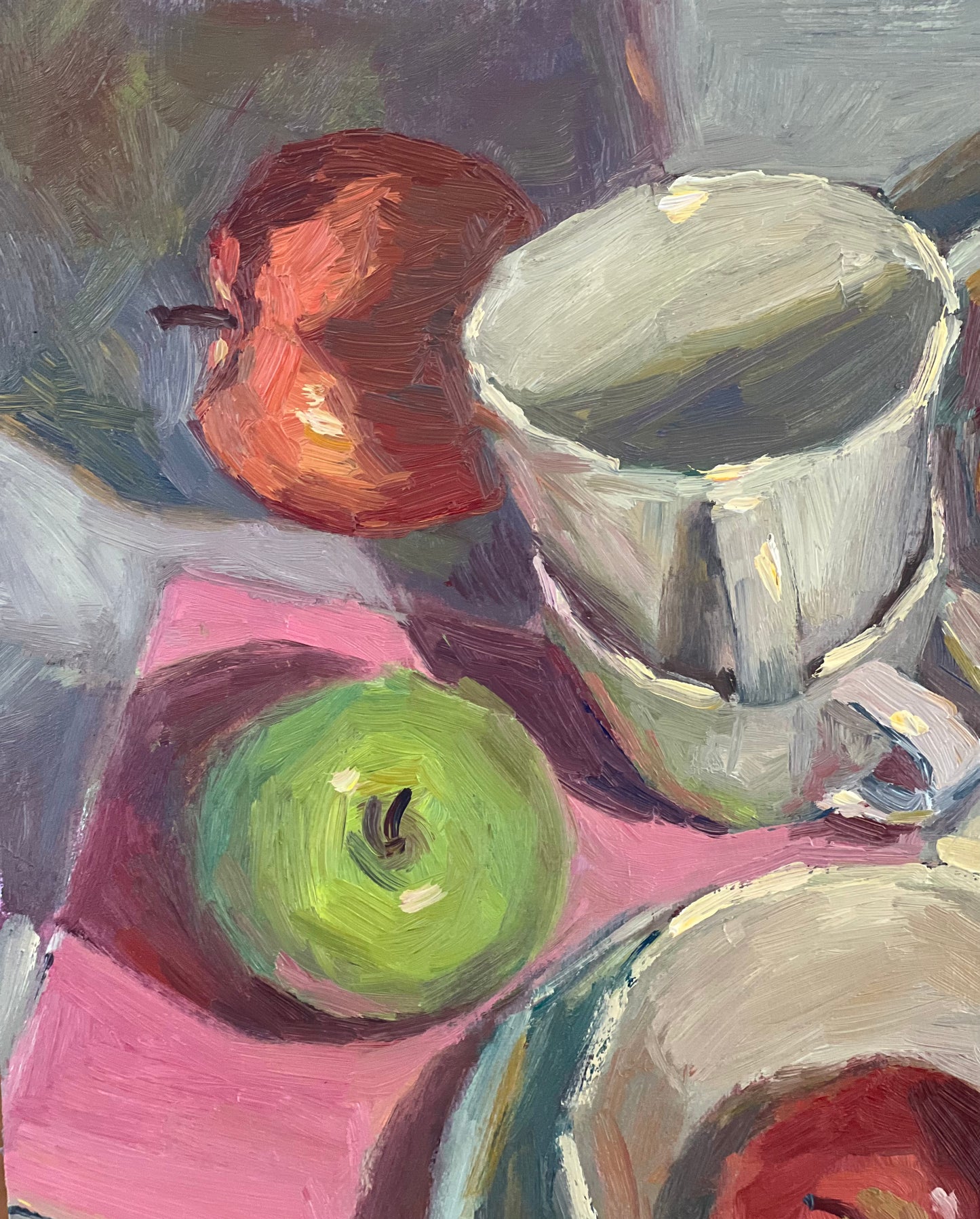 Still Life Oil Painting - Apples and Cup Series 8