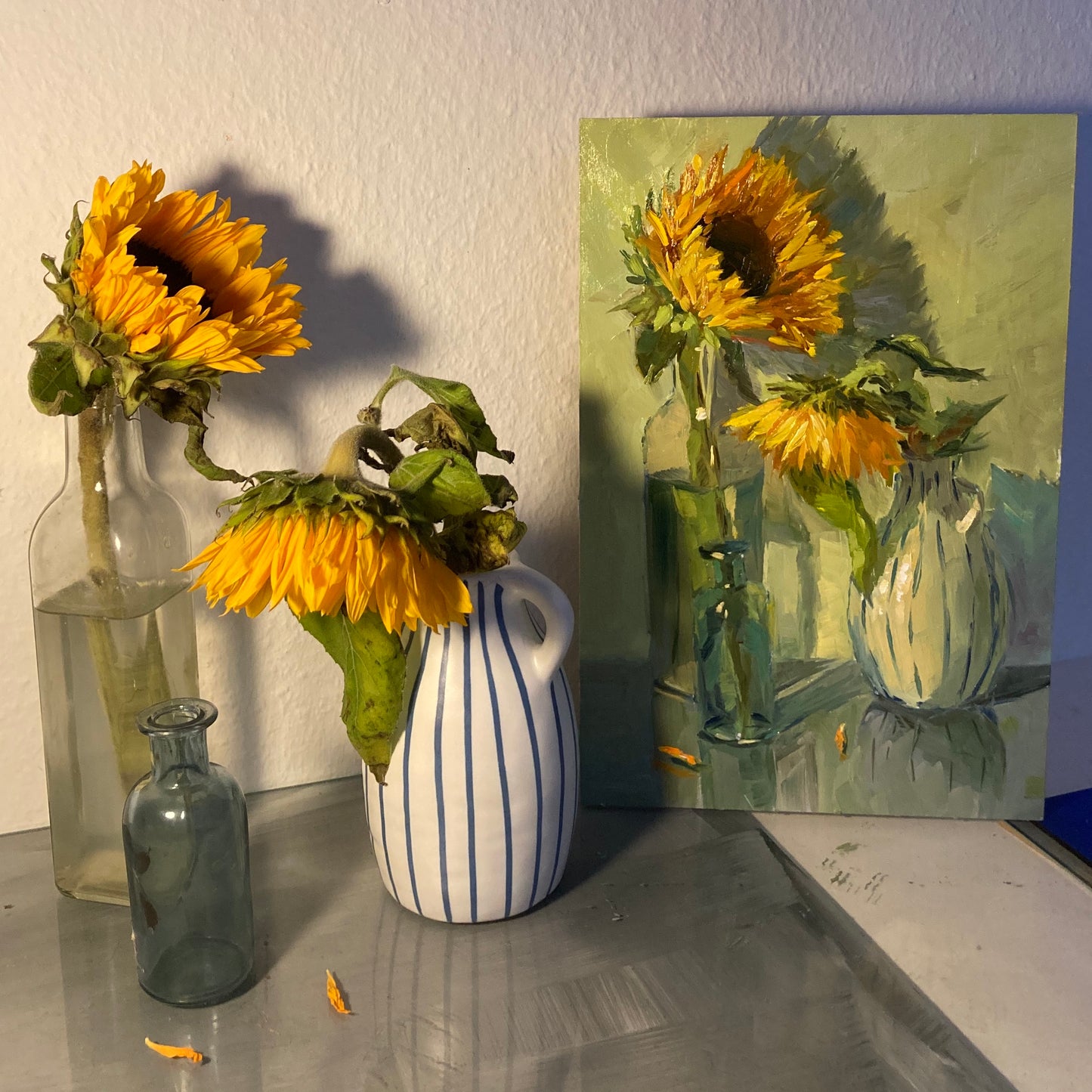 Sunflower Series 8 - Original Stilllife Painting, 8 by 12 inches