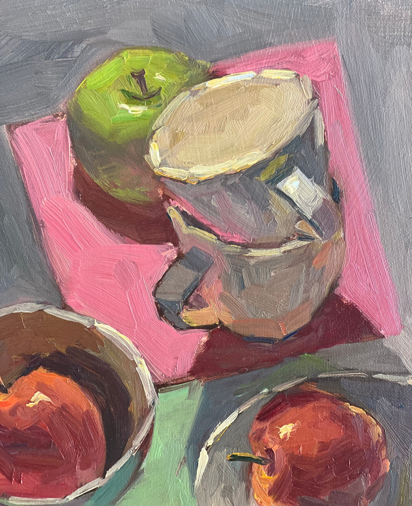 Still Life Oil Painting - Apples and Cup Series 4