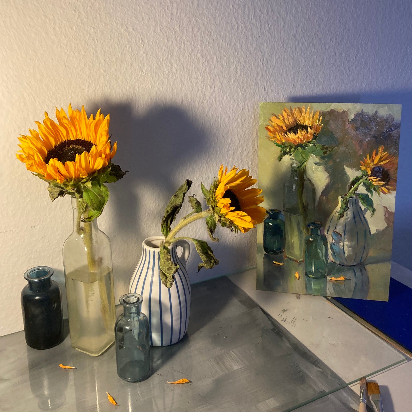 Sunflower Series 11 - Original Stilllife Painting, 8 by 12 inches