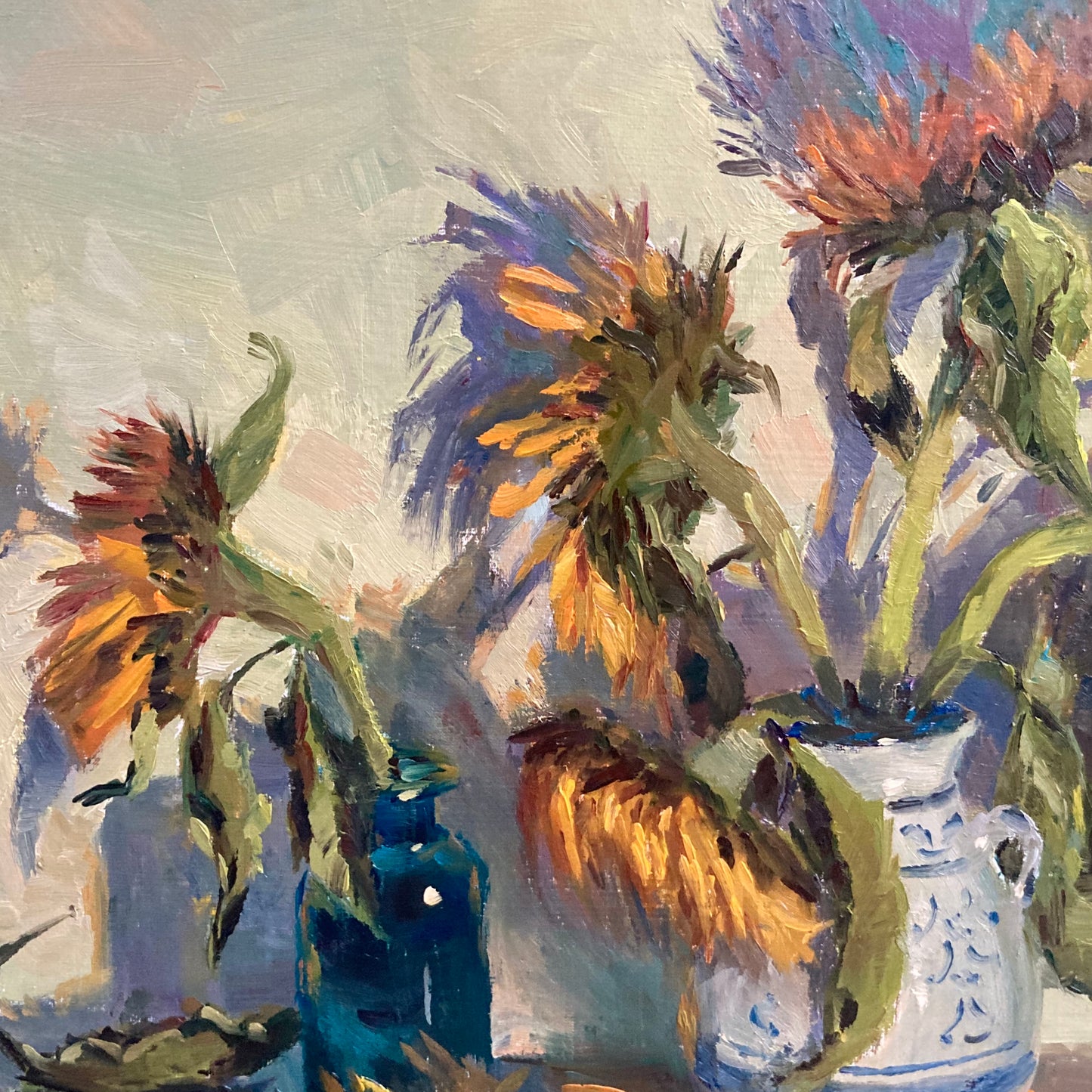 Wilting Sunflowers - Oil Painting