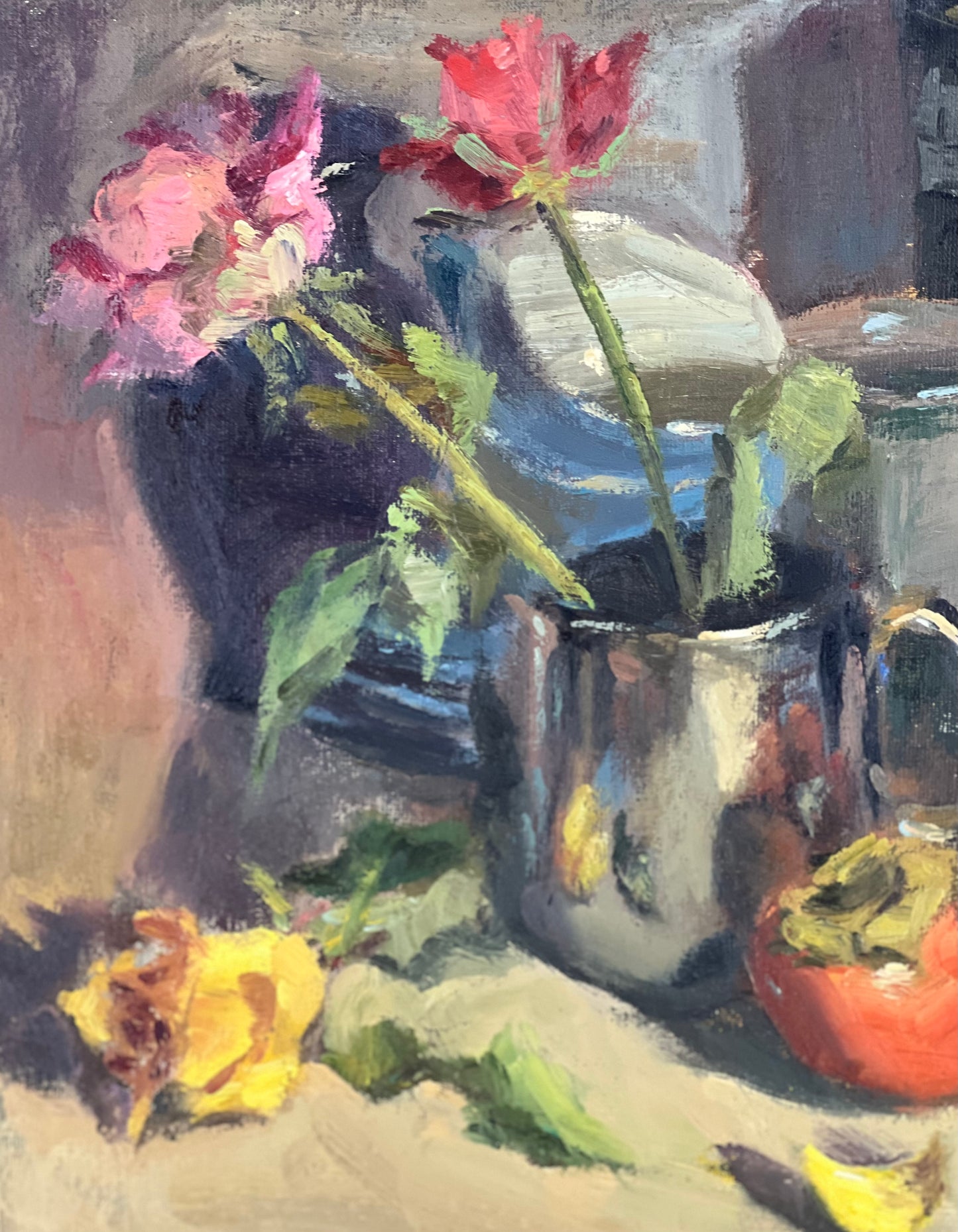 Large Still Life Painting - Everything but the kitchen sink!