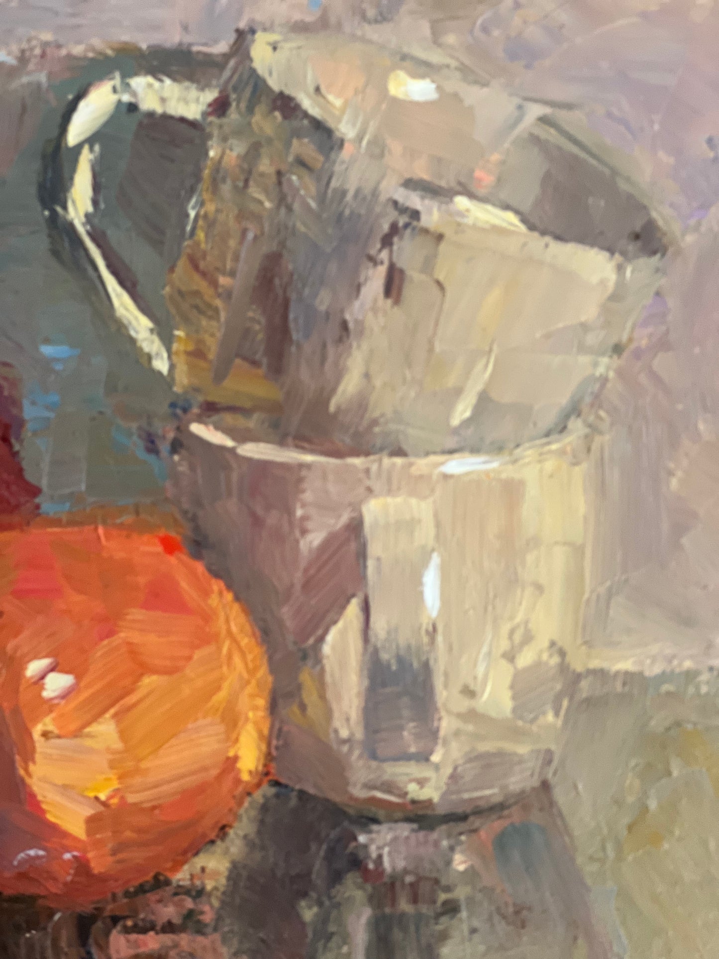 Apples and Cups - Textured oil painting