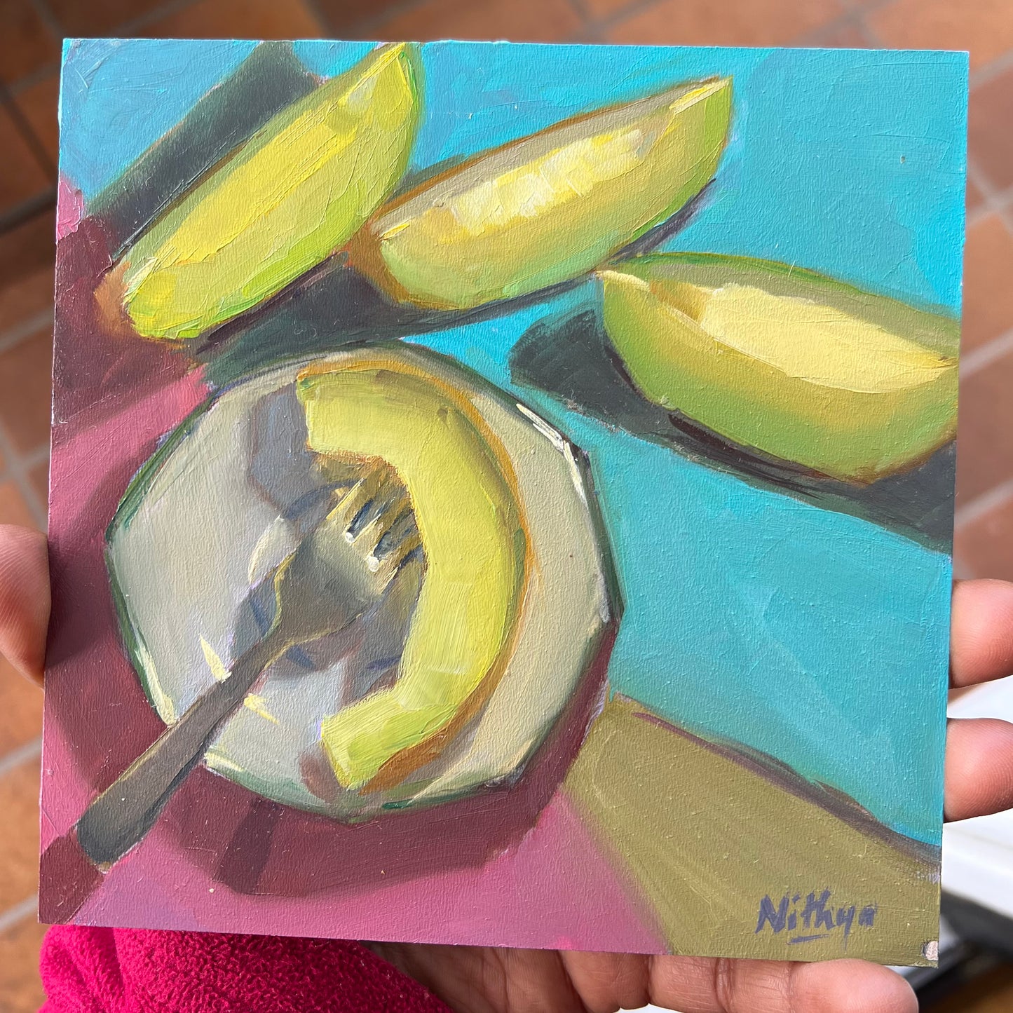 Small Oil Painting - Melon Slices 2