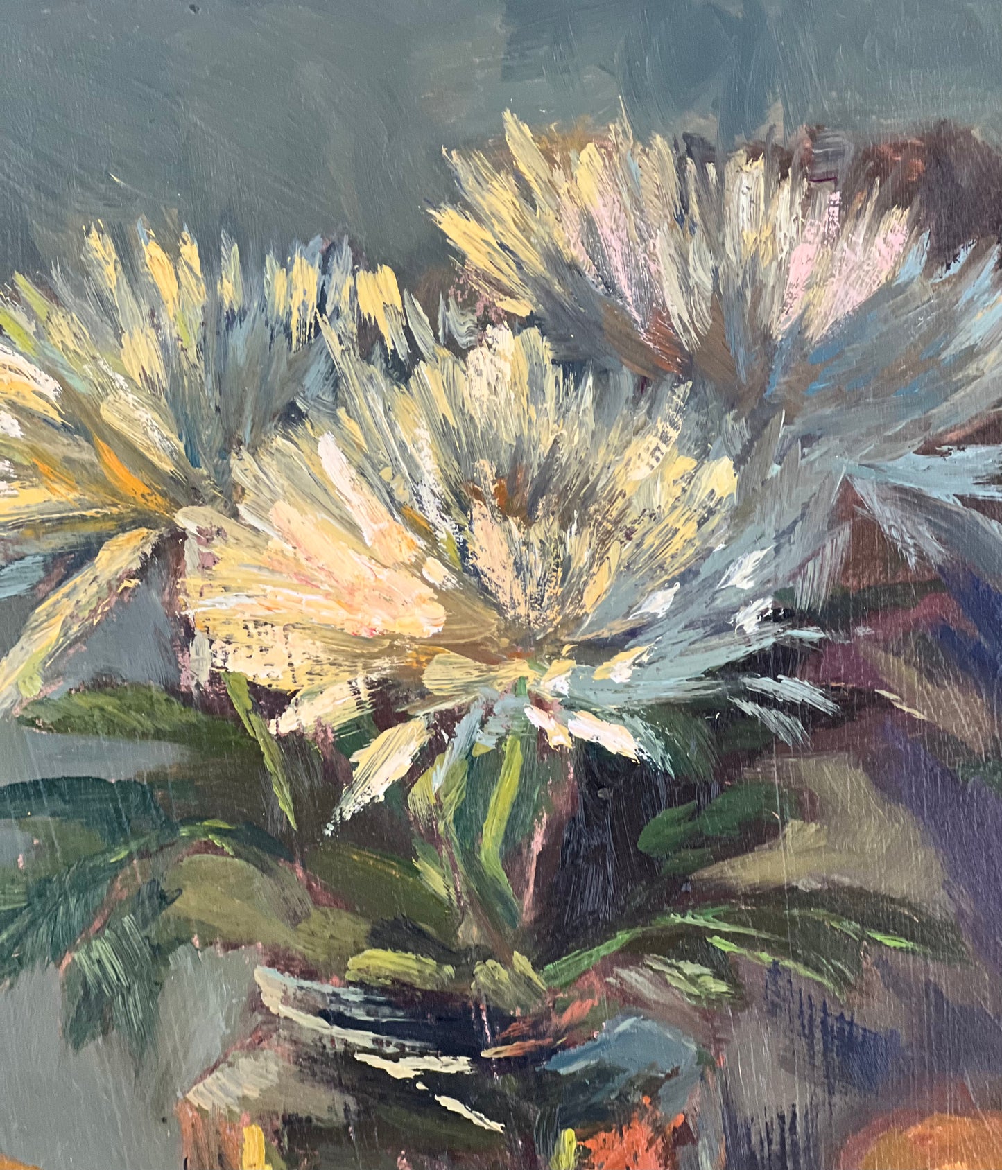 Persimmons and Mums - Original Oil Painting