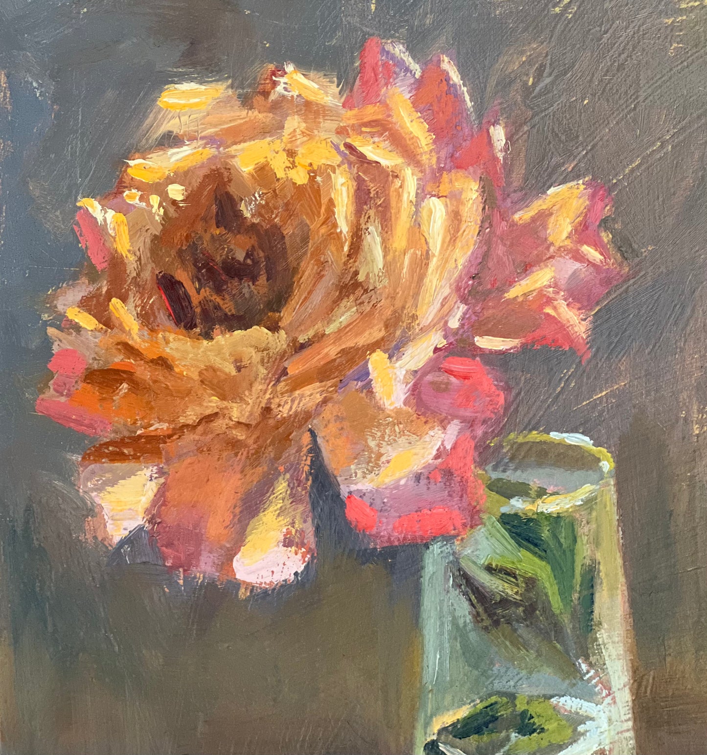 Big white rose - Original Oil Painting