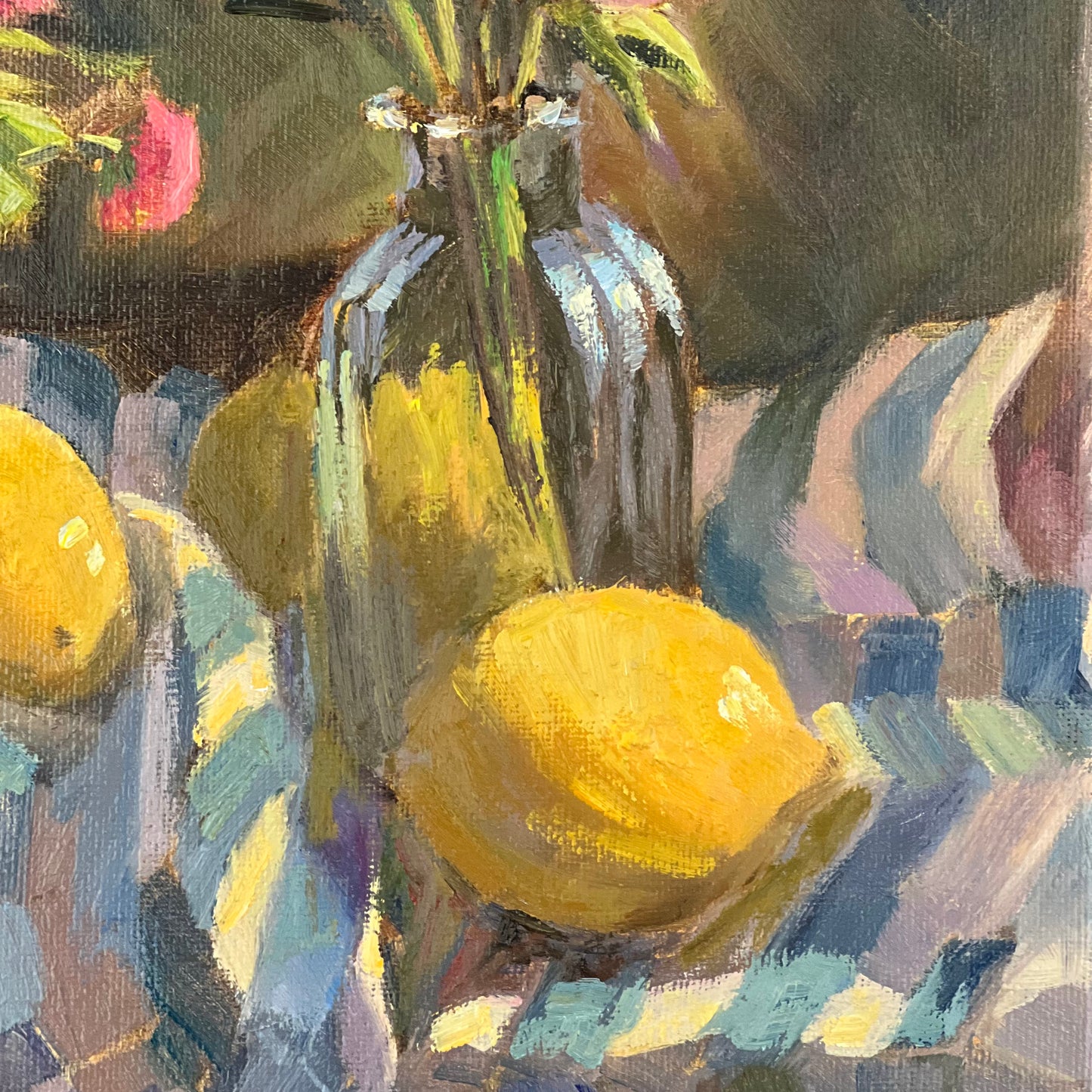 Original Oil Painting - Lemons and Stripes