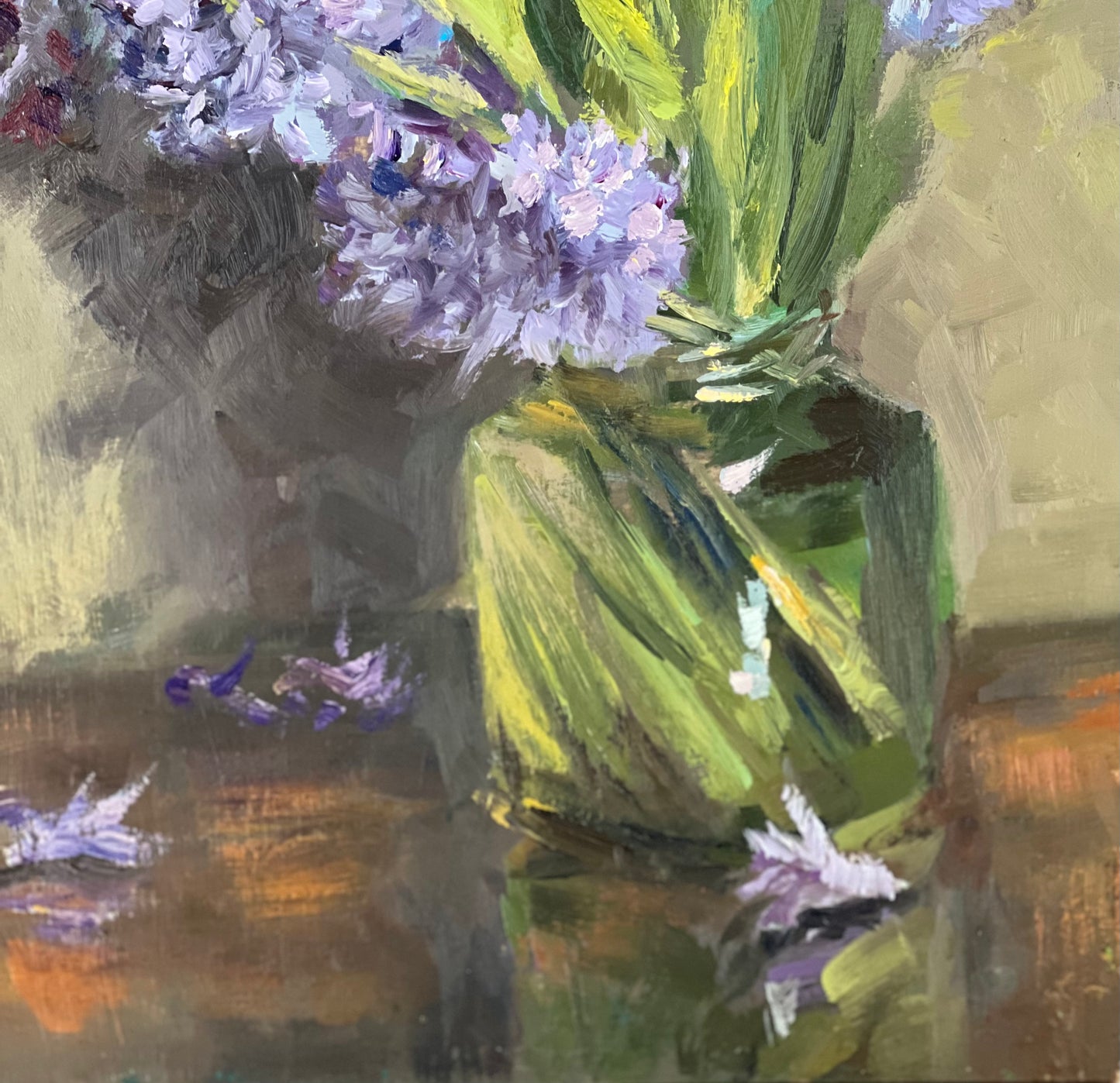 Floral Painting - Tulips and Purple Hyacinths