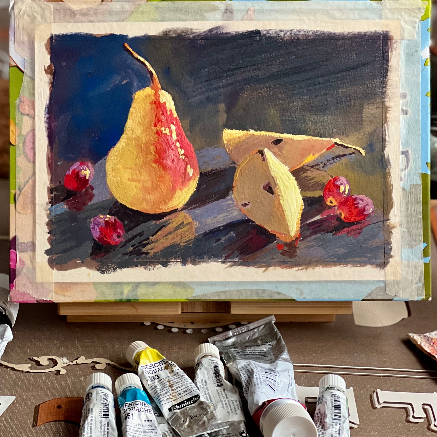 Gouache Painting - Pears and Grapes