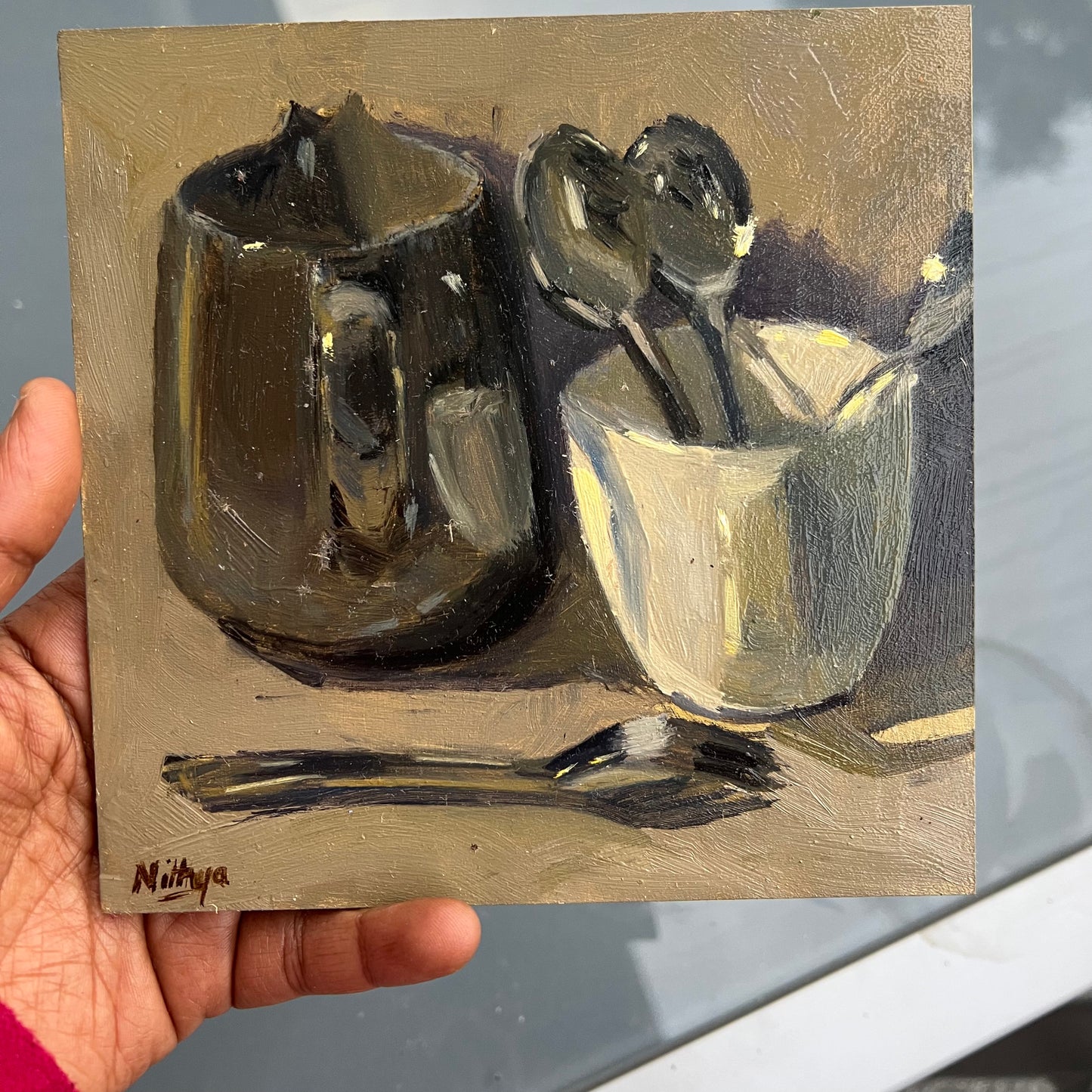 Small Oil Painting - Black and White Series - 2