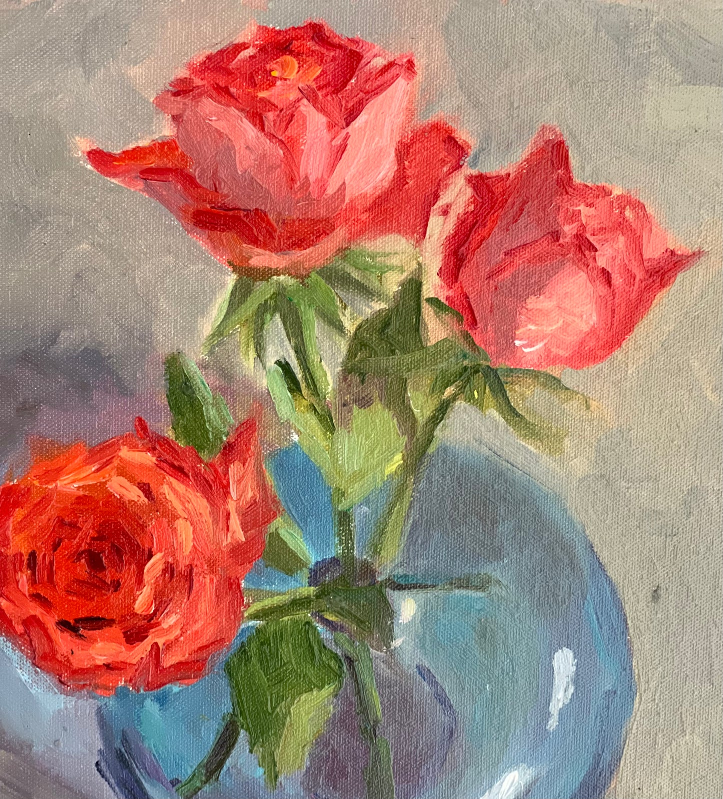 Roses from the top - Original Oil Painting