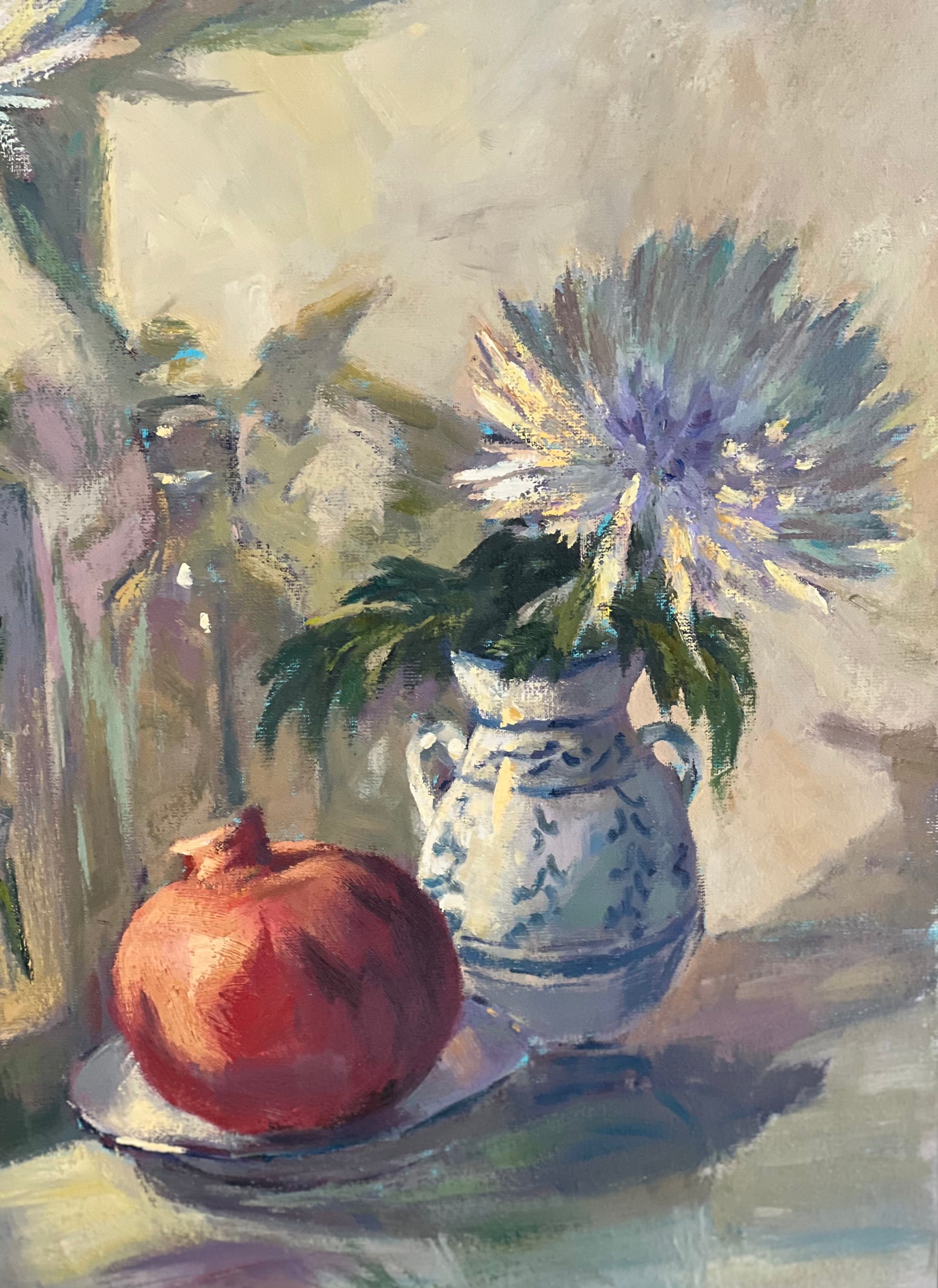 Large Floral Oil Painting - Arrangement in white and red