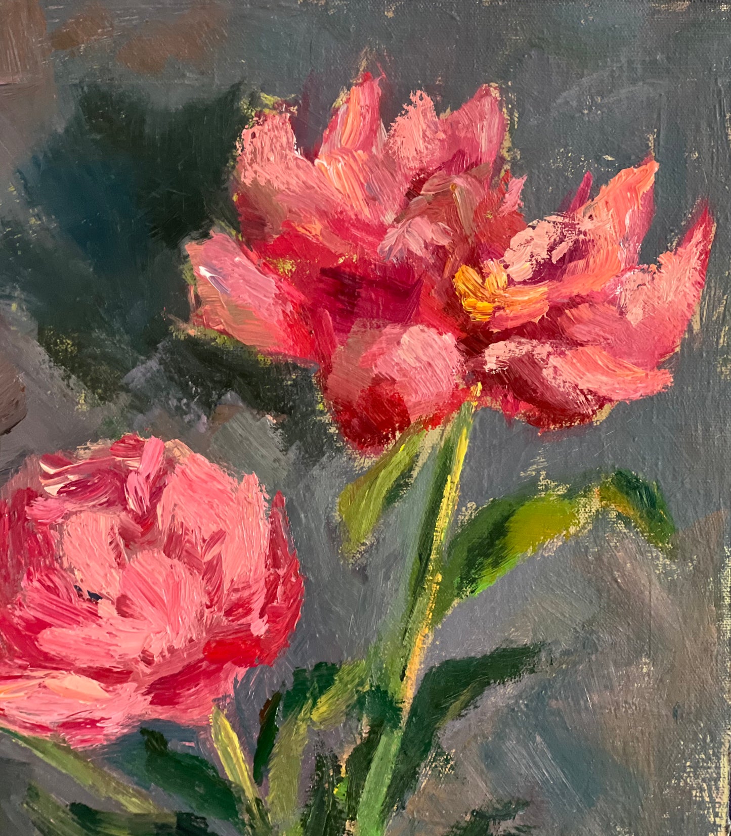 All pink! - Original Oil Painting of Peony Flowers