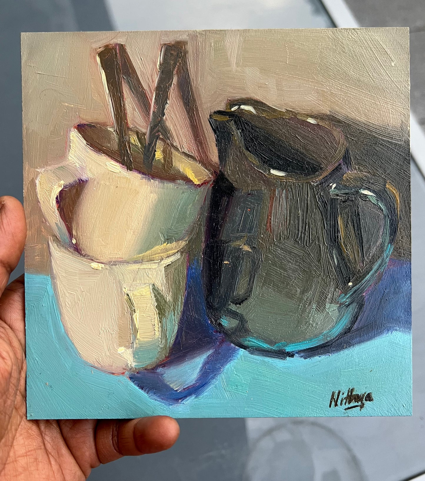 Small Oil Painting - Black and White Series - 13