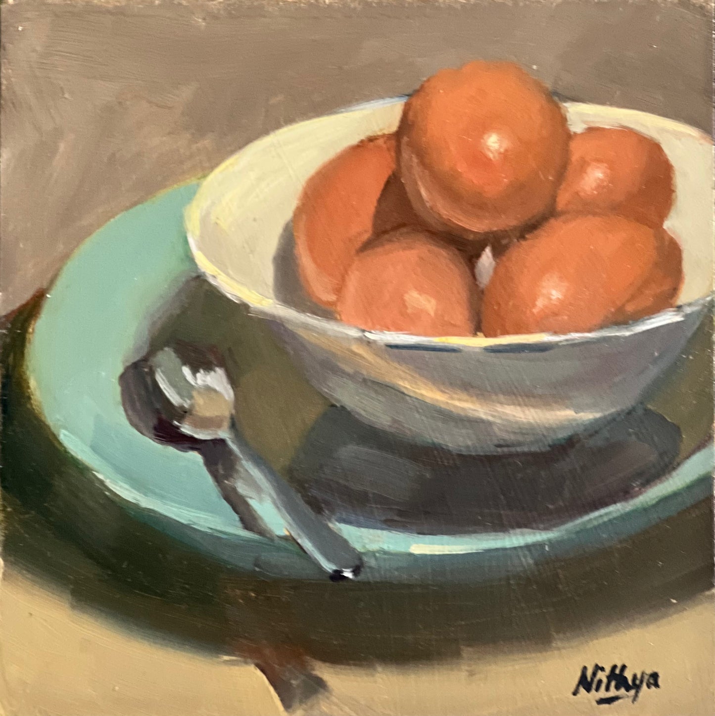 Small Oil Painting - Bowl of Eggs