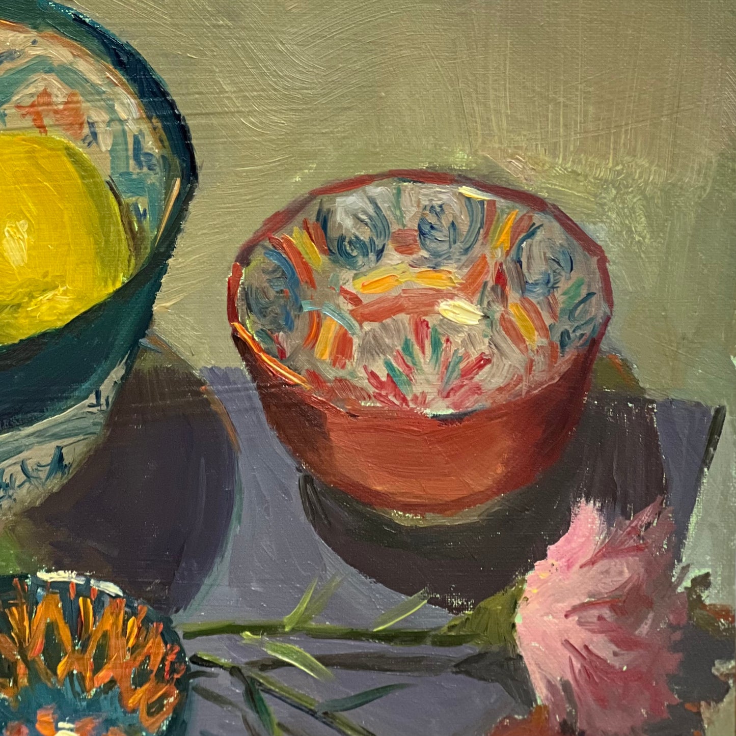 Birds Eye view of bowls and lemons - Still Life Oil Painting