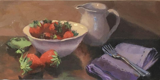 Original Oil Painting - Strawberries and Cream