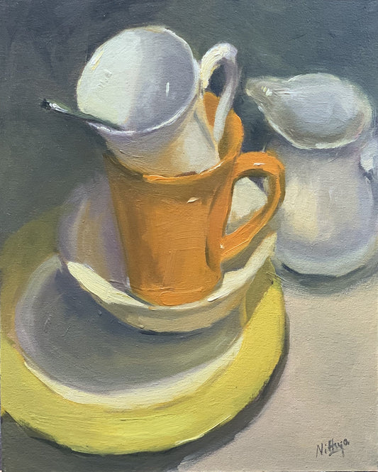Origial Oil Painting - Arrangement of Cups