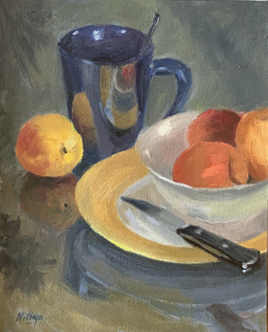 Original Oil Painting - Still life with peaches