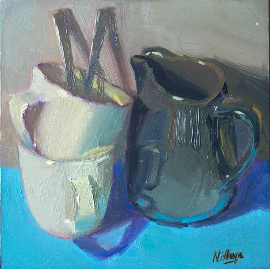 Small  Oil Painting - Black and White Series - 13